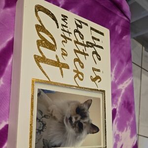 Elegant Gold and White Cat Photo Frame